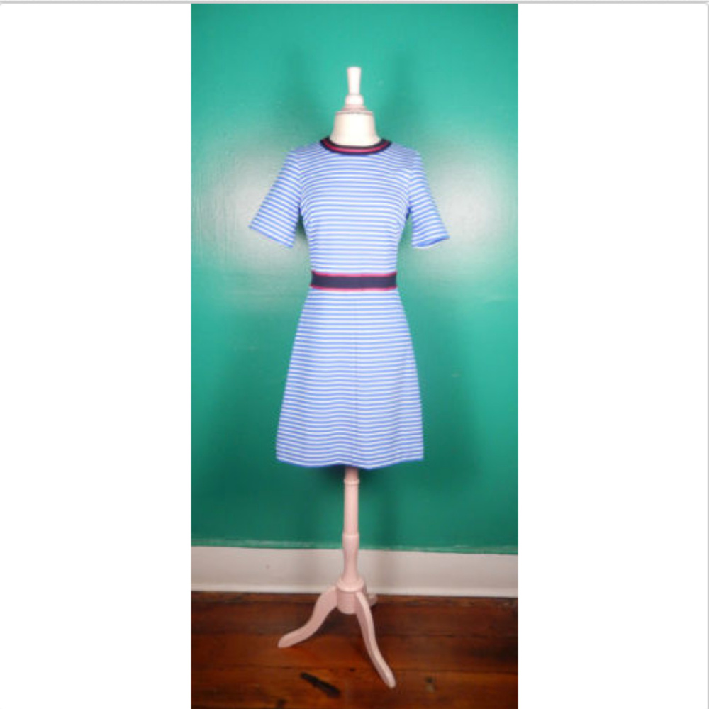 DRAPER JAMES PERSLEY PONTE KNIT BLUE STRIPED DRESS - Picture 4 of 7